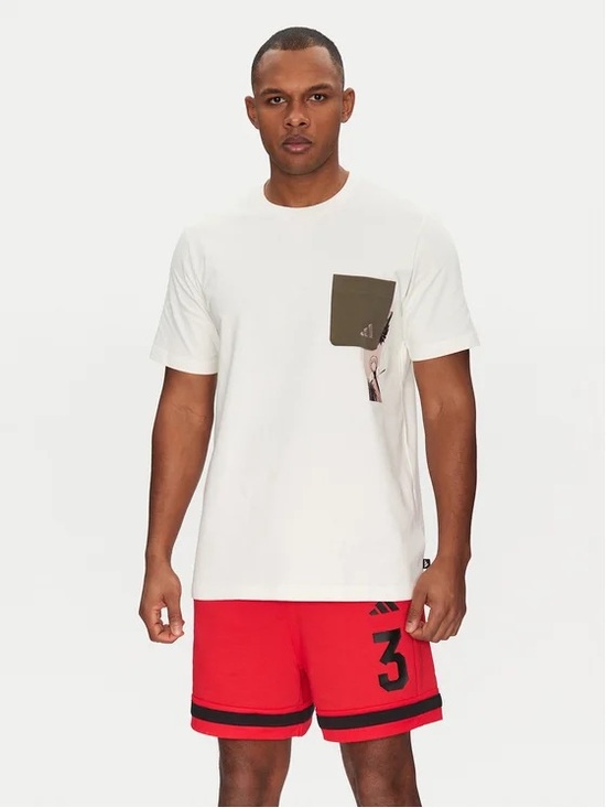 Other - Adidas Basketball Pocket Tee Shirt, Loose Fit, Off White, Large